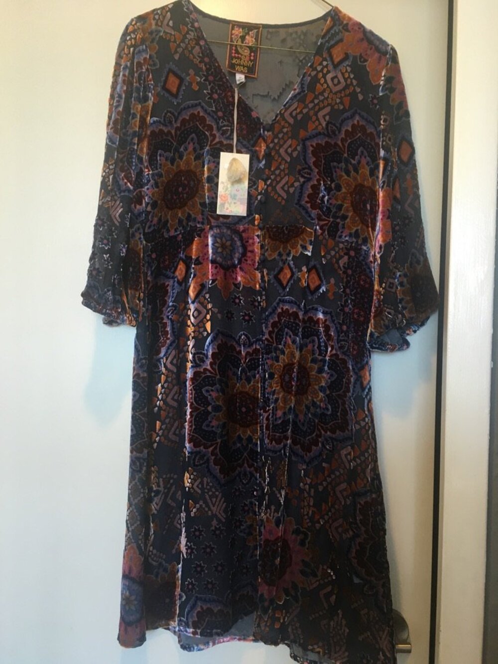 Gorgeous Johnny Was Ryan Dress, Lush Velvet Burnout, Tapestry Silk Blend, XS